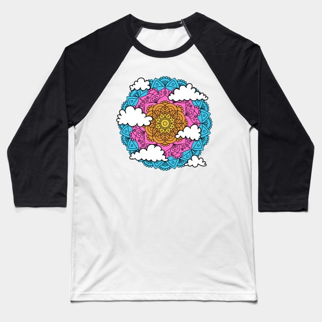 Cloud Mandala Baseball T-Shirt by julieerindesigns